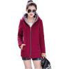 imageFlygo Womens Casual Warm Sherpa Lined Full Zip Hoodie Sweatshirt Jacket OutwearWine Red