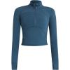 imageFlygo Womens Cropped Workout Jacket 12 Zip Athletic Yoga Running Pullover Tops with Thumb HoleBlue