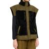 imageFlygo Womens Fleece Quilted Puffer Vest Stand Collar Sherpa Warm Zipper Sleeveless Jacket Outerwear with Pockets
