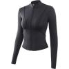 imageFlygo Womens Full Zip Lightweight Workout Athletic Yoga Jacket With Thumb HoleBlack