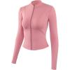 imageFlygo Womens Full Zip Lightweight Workout Athletic Yoga Jacket With Thumb HolePink