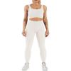 imageFlygo Womens Gym Yoga Outfits 2 Piece Ribbed Sports Bra High Waist Leggings Set Workout TracksuitsBeige