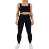 imageFlygo Womens Gym Yoga Outfits 2 Piece Ribbed Sports Bra High Waist Leggings Set Workout TracksuitsBlack