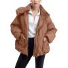 imageFlygo Womens Hooded Oversized Puffer Jacket Zip up Quilted Down Long Sleeve Winter Warm Hoodies Coat1darkkhaki