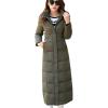imageFlygo Womens Long Down Coat Hooded Maxi Down Parka Puffer Jacket OuterwearArmy Green