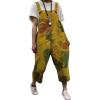 imageFlygo Womens Loose Baggy Wide Leg Floral Denim Overalls Jumpsuit Harem Pants One Size Style 09 Yellow