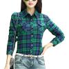 imageFlygo Womens Plaid Fleece Shirt Long Sleeve Button Down Flannel Shacket JacketBlue Green