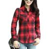 imageFlygo Womens Plaid Fleece Shirt Long Sleeve Button Down Flannel Shacket JacketRed Black