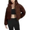 imageFlygo Womens Puffer Jacket Winter Coats Long Sleeve Zip up Lightweight Quilted JacketsBrown