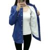 imageFlygo Womens Thermal Flannel Cotton Fleece Lined Long Sleeve Buttoned Denim Shirt JacketDark Blue