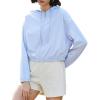 imageFlygo Womens UPF 50 Sun Protection Cropped Athletic Jackets Zip Up Hoodie Running Workout Shirts Outdoor JacketBlue