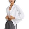 imageFlygo Womens UPF 50 Sun Protection Cropped Athletic Jackets Zip Up Hoodie Running Workout Shirts Outdoor JacketWhite