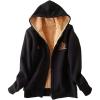 imageFlygo Womens Warm Fleece Sherpa Lined Hoodies FullZip Hooded Sweatshirt Jacket Large Black