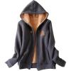 imageFlygo Womens Warm Fleece Sherpa Lined Hoodies FullZip Hooded Sweatshirt Jacket Large Dark Grey