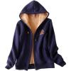 imageFlygo Womens Warm Fleece Sherpa Lined Hoodies FullZip Hooded Sweatshirt Jacket Large Navy