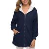 imageFlygo Womens Winter Warm Fuzzy Fleece Full Zipper Hooded Jacket Sherpa Sweatshirts Coat OutwearNavy