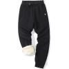 imageMens Winter Heavyweight Warm Jogger Pants Fleece Pants Sherpa Lined Sweatpants Active AthleticBlack