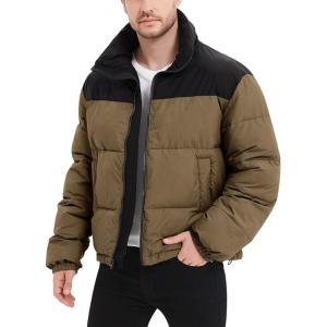 imageFlygo Men Puffer Jacket Winter Coats Water Resistant Long Sleeve Zip Up Lightweight Quilted Down JacketsDarkKhakiXLarge