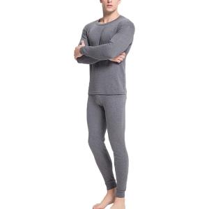imageFlygo Men Thermal Underwear Set Ultra Soft Long Johns Set Base Layer Tops and BottomsDark Hemp Grayround Neck