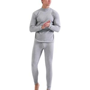 imageFlygo Men Thermal Underwear Set Ultra Soft Long Johns Set Base Layer Tops and BottomsLight Hemp Grayturtleneck