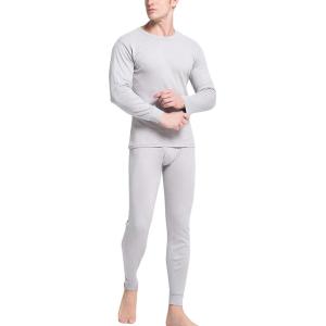 imageFlygo Men Thermal Underwear Set Ultra Soft Long Johns Set Base Layer Tops and BottomsSilver Grayround Neck