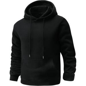 imageFlygo Mens Active Hoodies Fleece Lined Hoodie Lightweight Casual Athletic Workout Long Sleeve Hooded SweatshirtBlack