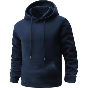 imageFlygo Mens Active Hoodies Fleece Lined Hoodie Lightweight Casual Athletic Workout Long Sleeve Hooded SweatshirtNavy