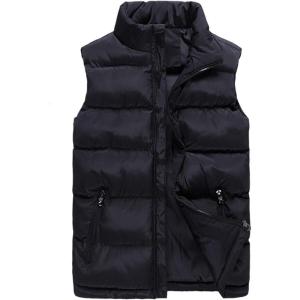 imageFlygo Mens Casual Winter Warm Outdoor Padded Puffer Vest Quilted Coat JacketBlack