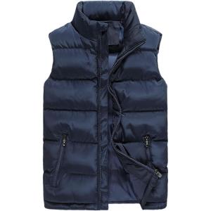 imageFlygo Mens Casual Winter Warm Outdoor Padded Puffer Vest Quilted Coat JacketBlue