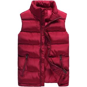 imageFlygo Mens Casual Winter Warm Outdoor Padded Puffer Vest Quilted Coat JacketRed