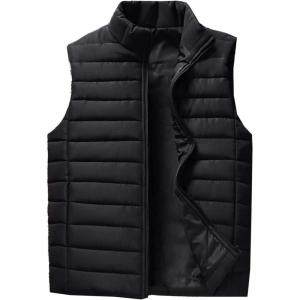 imageFlygo Mens Classic Zip Up Lightweight Vest Outdoor Padded Quilted Vests JacketsBlack