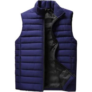 imageFlygo Mens Classic Zip Up Lightweight Vest Outdoor Padded Quilted Vests JacketsNavy