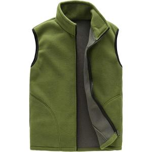 imageFlygo Mens Full Zip Up Soft Lightweight Utility Outdoor Mountain Fleece VestLight Army Green
