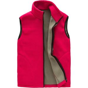 imageFlygo Mens Full Zip Up Soft Lightweight Utility Outdoor Mountain Fleece VestRed