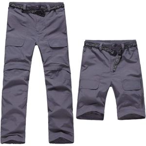 imageFlygo Mens Lightweight Quick Dry Windproof Waterproof Convertible Cargo PantsGrey