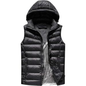 imageFlygo Mens Lightweight USB Electric Heated Vest Removable Hooded Body Warmer VestBlack