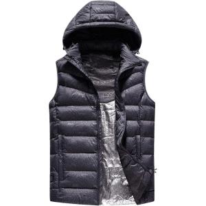 imageFlygo Mens Lightweight USB Electric Heated Vest Removable Hooded Body Warmer VestGrey