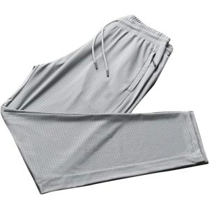 imageFlygo Mens Mesh Pants Elastic Waist Drawstring Joggers Tapered Track Athletic Workout SweatpantsLight Grey