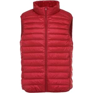 imageFlygo Mens Outdoor Lightweight Packable Puffer Vest Sleeveless Casual Work Down VestsRed