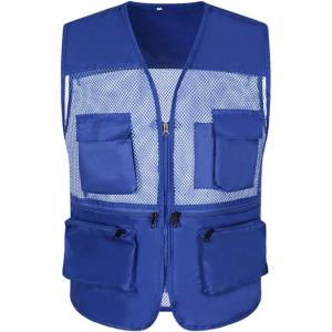 imageFlygo Mens Outdoor Summer Work Travel Safari Fishing Photo Vest with PocketsBlue