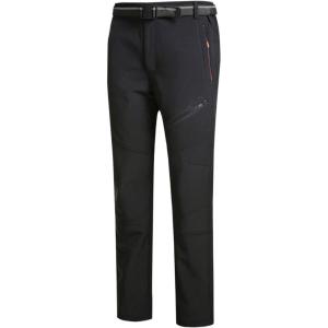 imageFlygo Mens Outdoor Windproof Waterproof Softshell Fleece Lined Cargo Snow Hiking PantsBlack