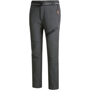 imageFlygo Mens Outdoor Windproof Waterproof Softshell Fleece Lined Cargo Snow Hiking PantsGrey