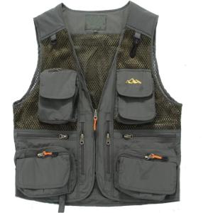 imageFlygo Mens Quick Dry Fishing Hunting Photograghy Journalist Outdoor Mesh Vest JacketArmy Green