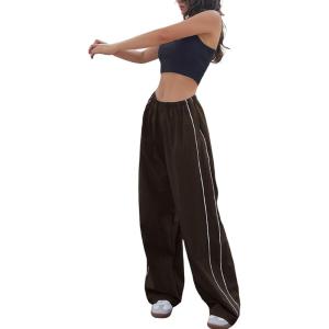 imageFlygo Track Pants Women Baggy Pants Y2k Cargo Pants Womens Spring Fashion Parachute Pant for WomenCoffee