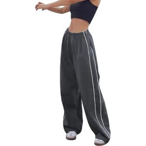 imageFlygo Track Pants Women Baggy Pants Y2k Cargo Pants Womens Spring Fashion Parachute Pant for WomenGrey