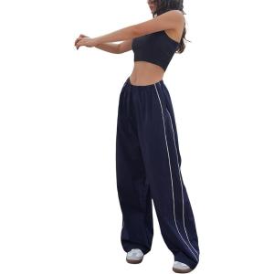 imageFlygo Track Pants Women Baggy Pants Y2k Cargo Pants Womens Spring Fashion Parachute Pant for WomenNavy