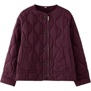 imageFlygo Women Lightweight Quilted Jackets Oversized Long Sleeve Zip Cropped Puffer Padded Coat Fall Winter JacketBurgundy