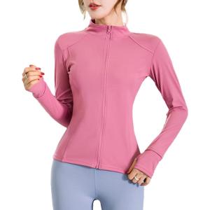 imageFlygo Womens Athletic Lightweight Fullzip Workout Running Yoga Jacket With Thumb HolePink