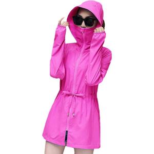 imageFlygo Womens Casual Jackets UPFUV 50 Full Zip Hoodie Outdoor Sports Rash Guard ShirtsFuchsia