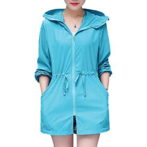 imageFlygo Womens Casual Jackets UPFUV 50 Full Zip Hoodie Outdoor Sports Rash Guard ShirtsTurquoise